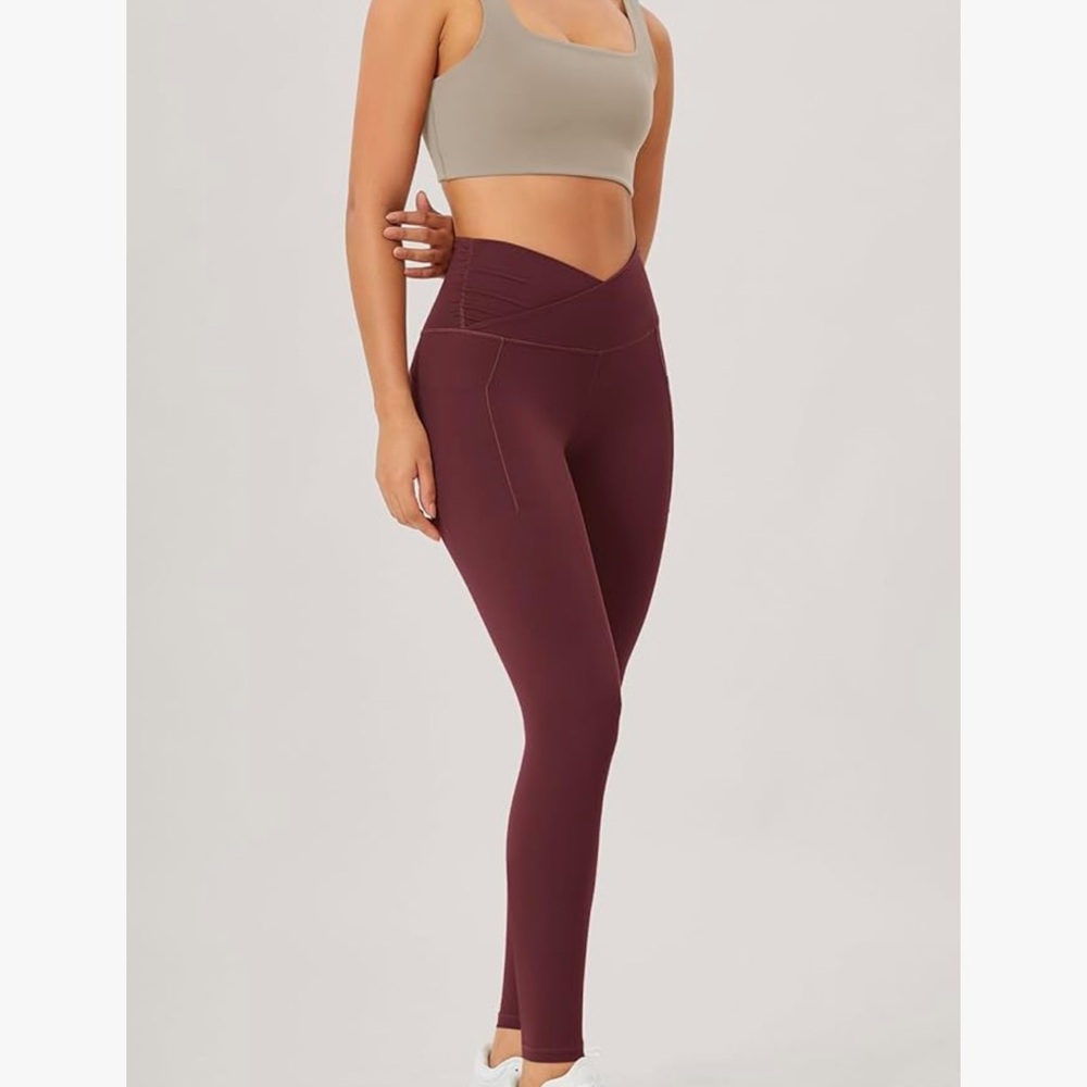 Burgundy Leggings with side pockets - Picture 2 of 9